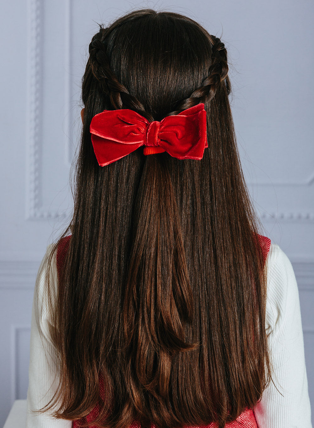 Lily Rose - Velvet Bow Hair Bobble in Red - Trotters London